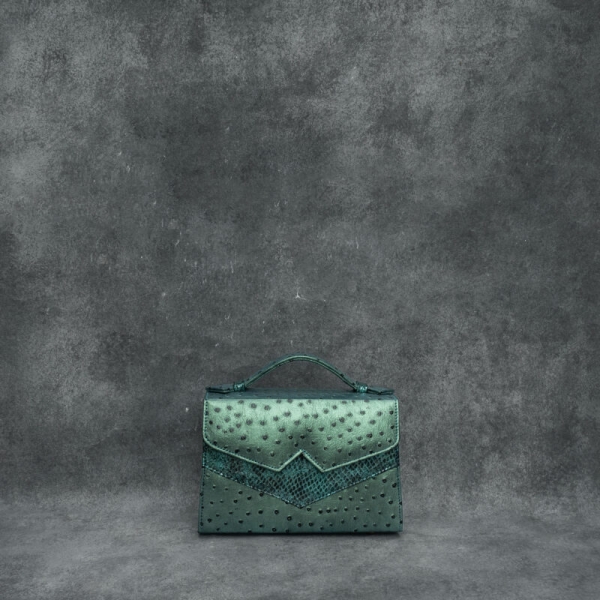 TKO Classic Sea Green Ostrich Embossed Leather Calf Skin Insert